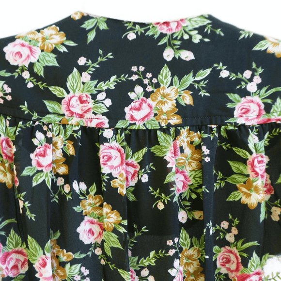 Vintage Cottagecore Leslie Dress Fit Flare Pockets Floral Belt Puff Sleeve USA - Picture 6 of 11